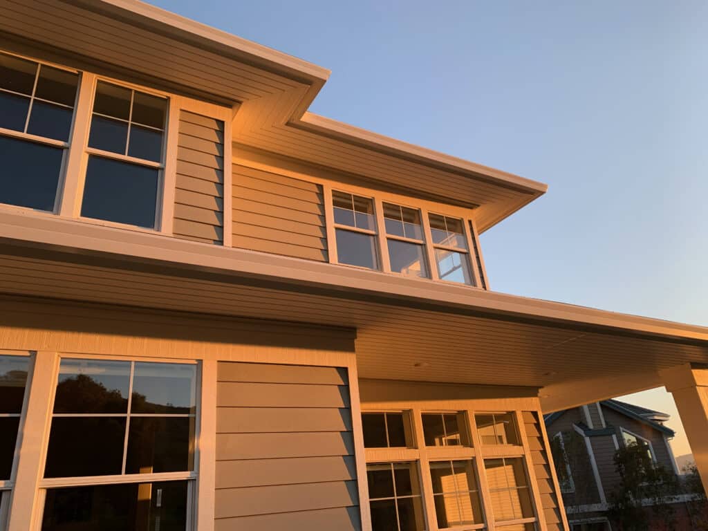continuous wildfire vent installed under eave of California single family residential home