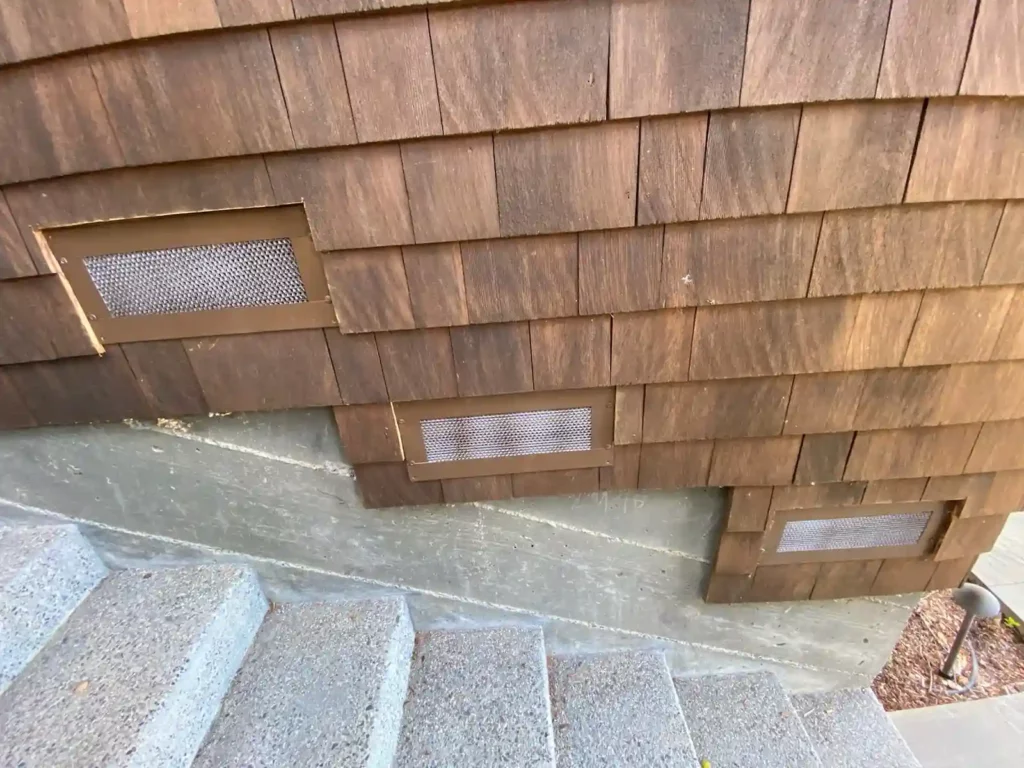 soffit vents installed on stairs