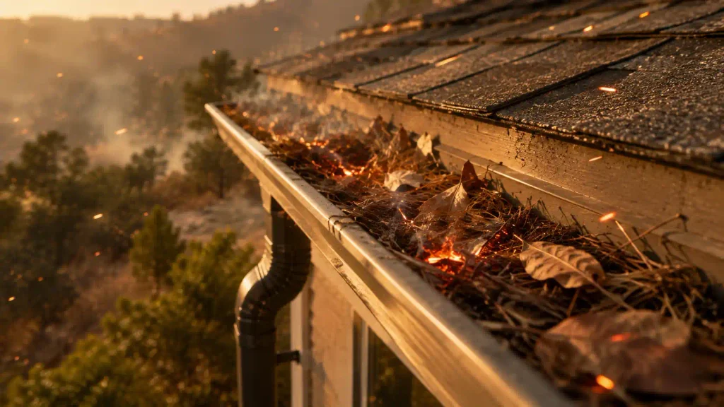 Ember-Lit Gutter in Wildfire Haze