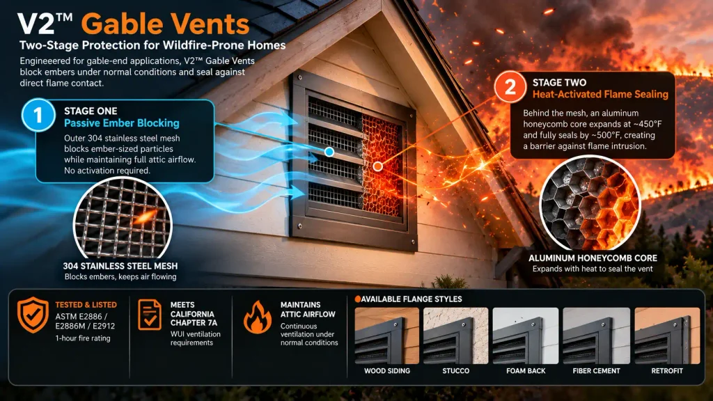 V2™ Gable Vents for Wildfire-Prone Homes