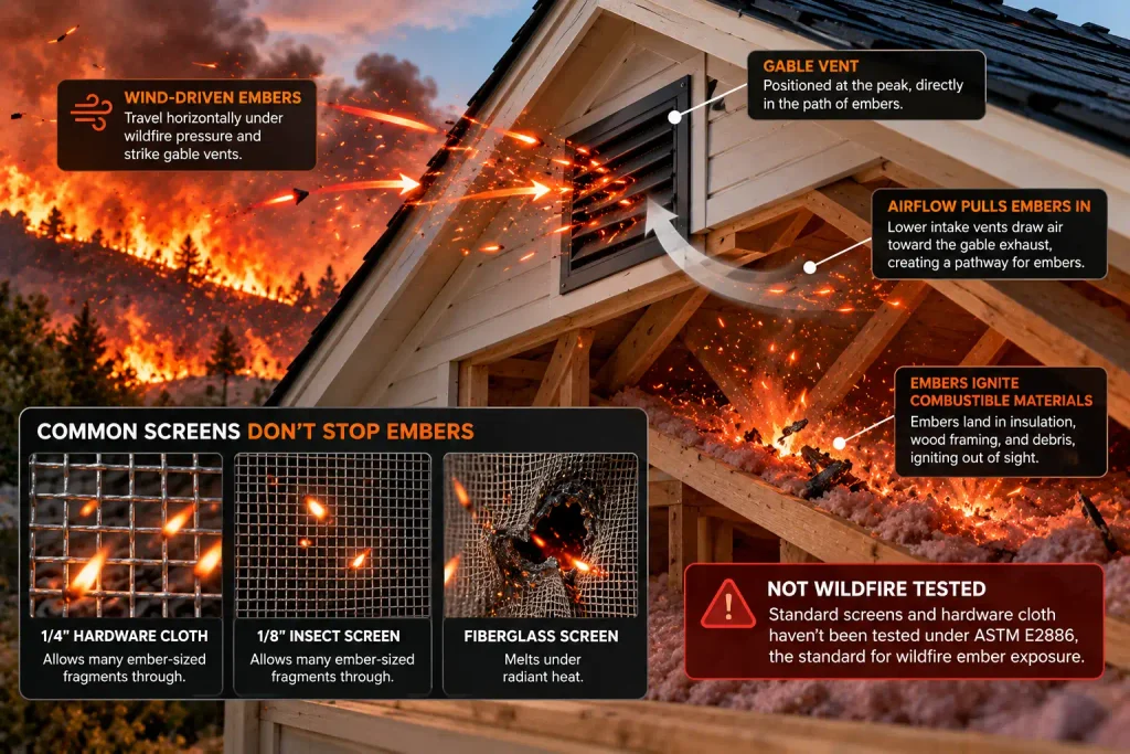 Wildfire Embers Entering Gable Vents